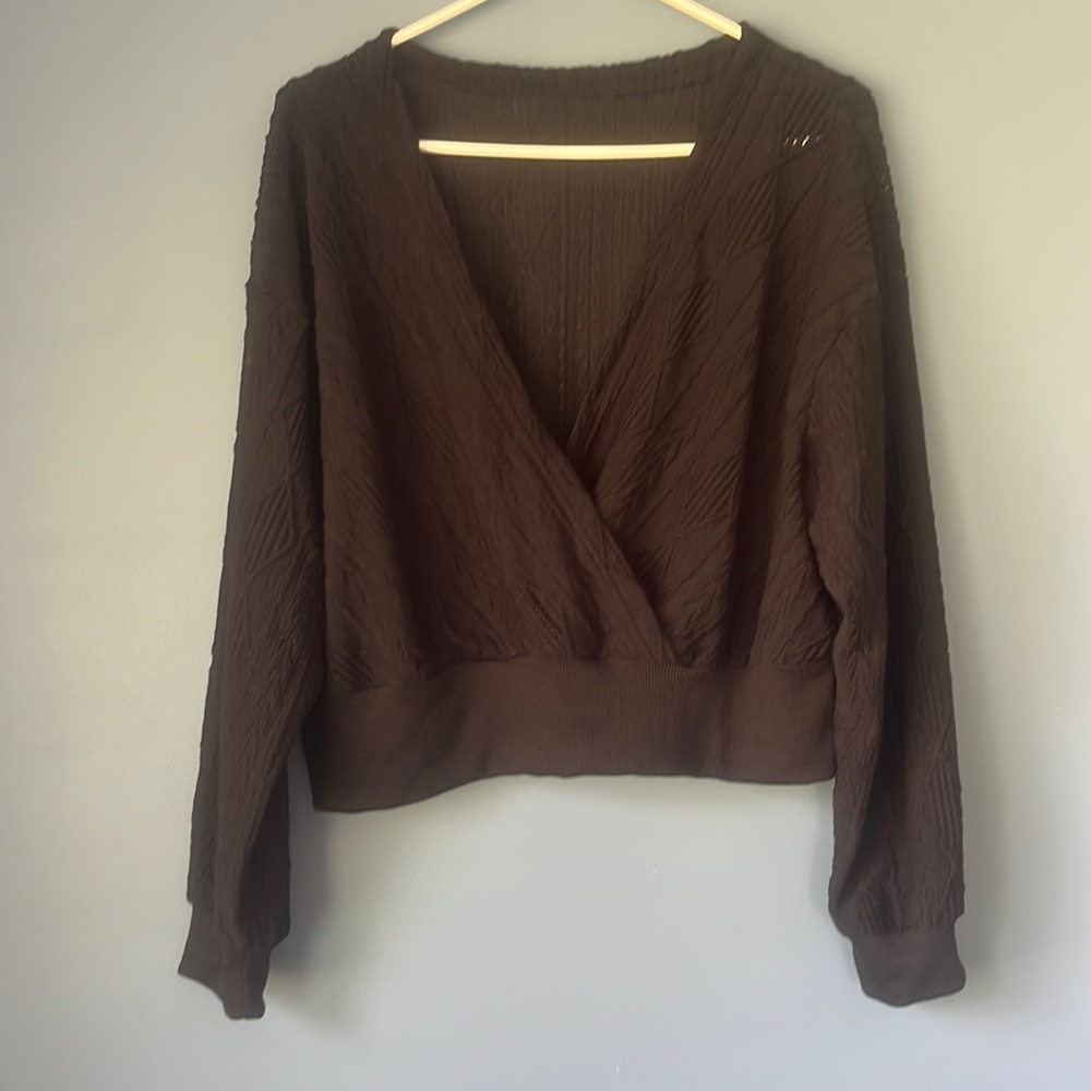 Cropped wrap sweater
